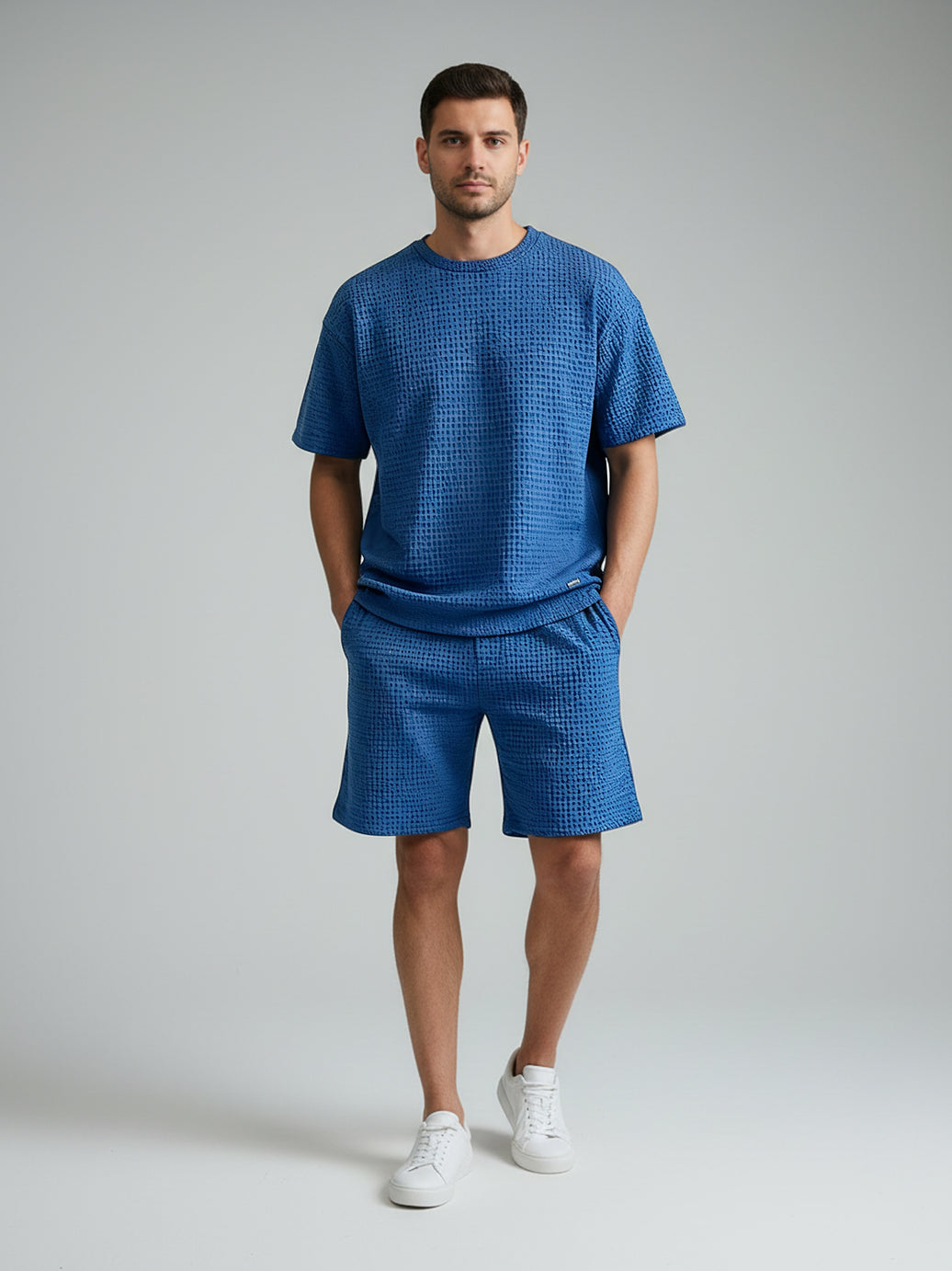 Conjuntos Cuello Redondo Waflle Azul Cobalto