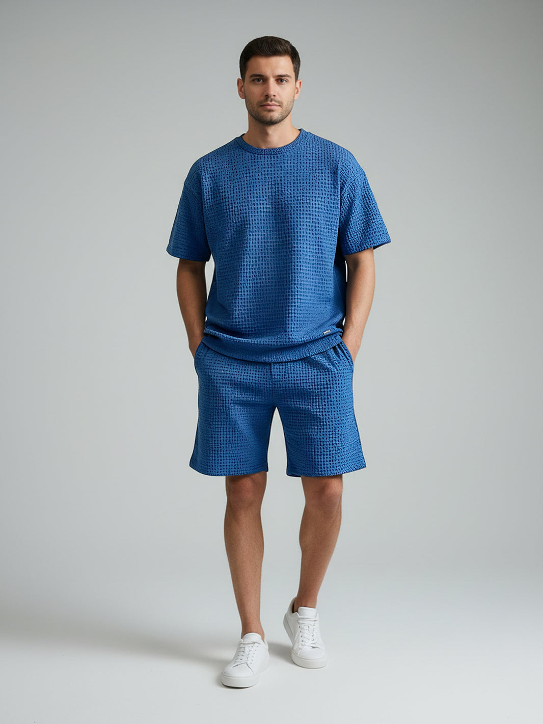 Conjuntos Cuello Redondo Waflle Azul Cobalto