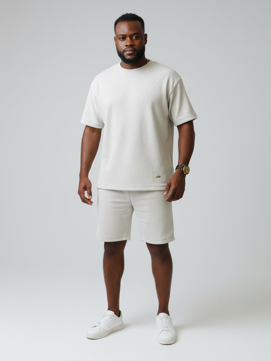 Conjuntos Cuello Redondo Waflle Crema