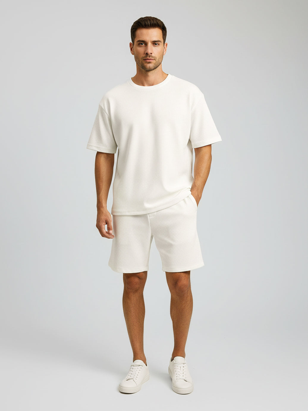 Conjuntos Cuello Redondo Waflle BLANCO MARFIL