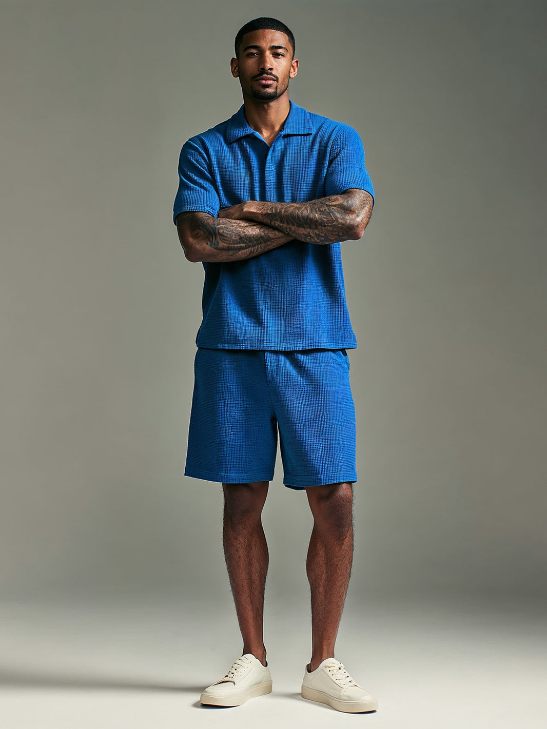 Conjunto de waffle azul cobalto