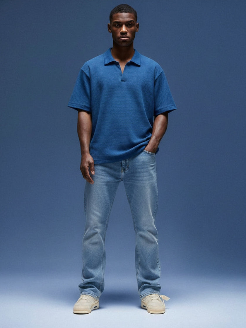 Camisa Polo Waffle AZUL COBALTO