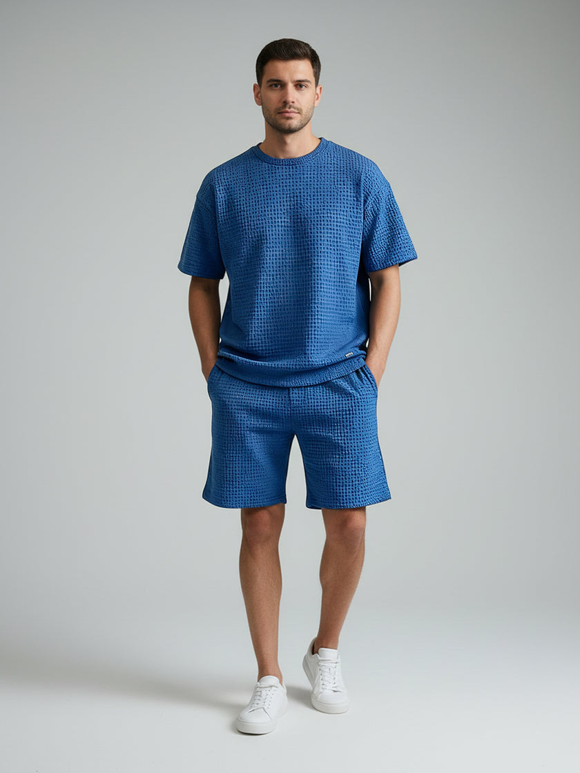 Conjuntos Cuello Redondo Waflle Azul Cobalto