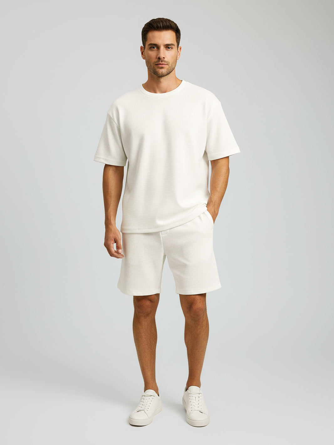 Conjuntos Cuello Redondo Waflle BLANCO MARFIL