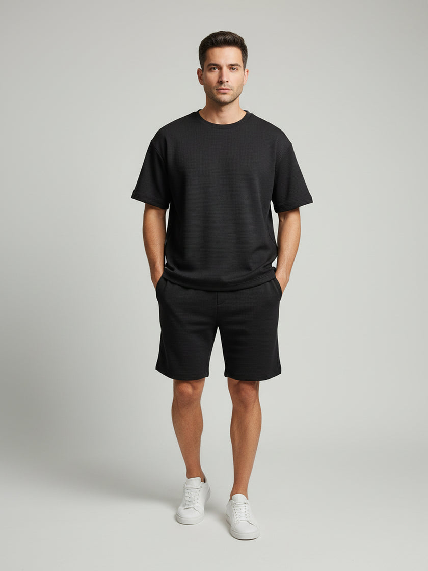 Conjuntos Cuello Redondo Waflle NEGRO