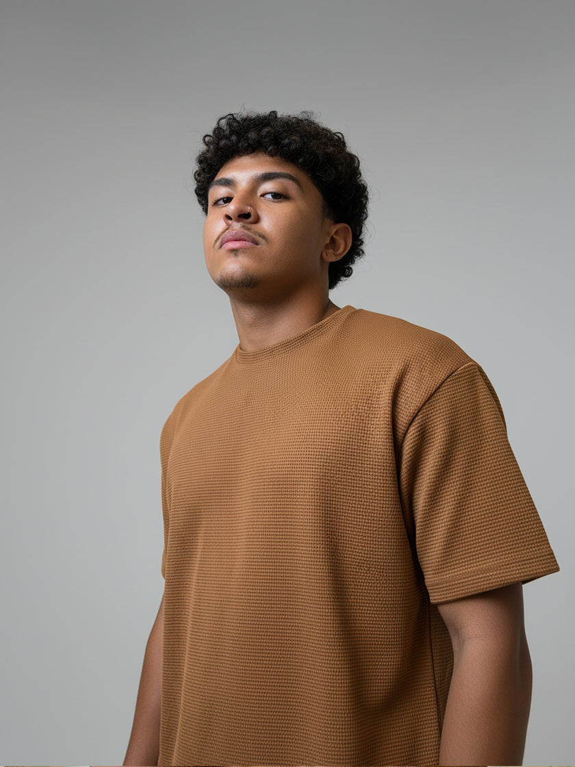 Conjuntos Cuello Redondo Waflle Terracota