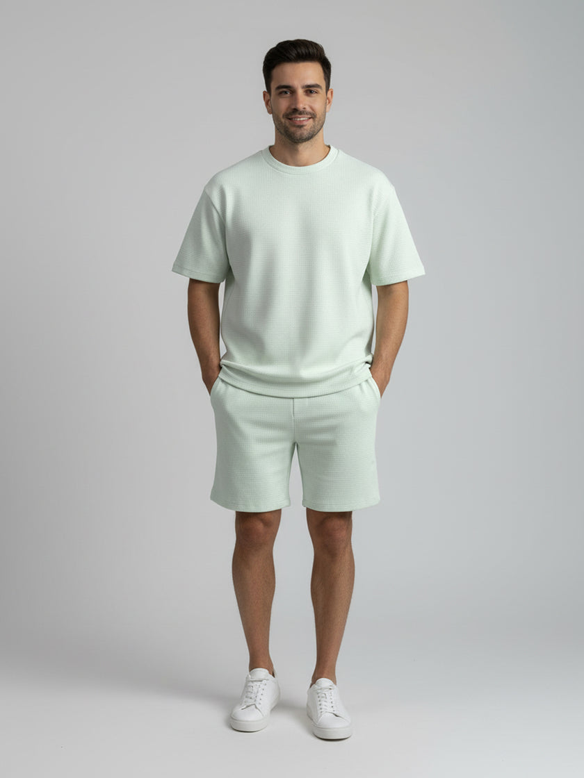 Conjuntos Cuello Redondo Waflle Verde Hoja