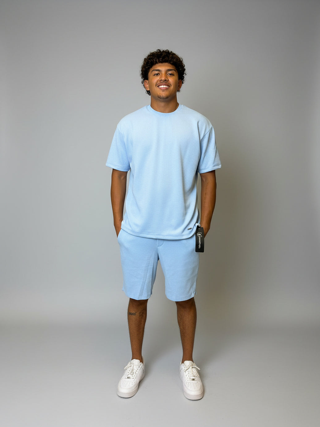 Conjuntos Cuello Redondo Waflle aZUL CIELO