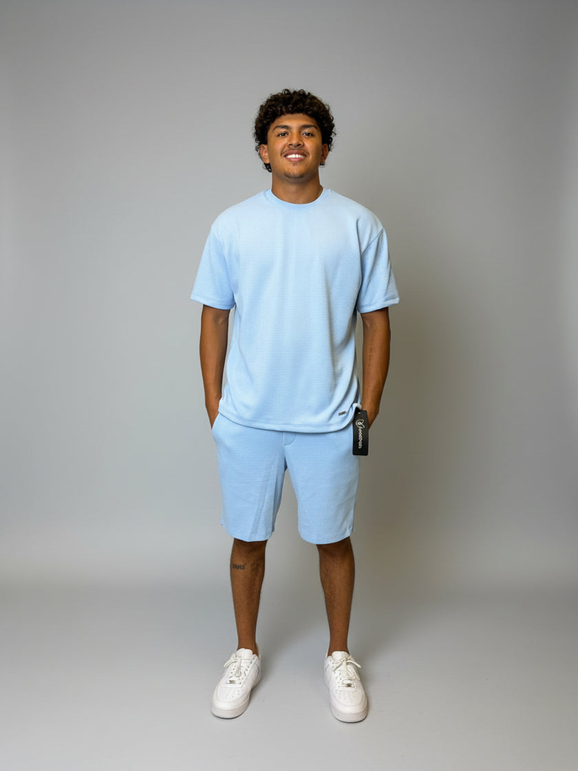 Conjuntos Cuello Redondo Waflle aZUL CIELO