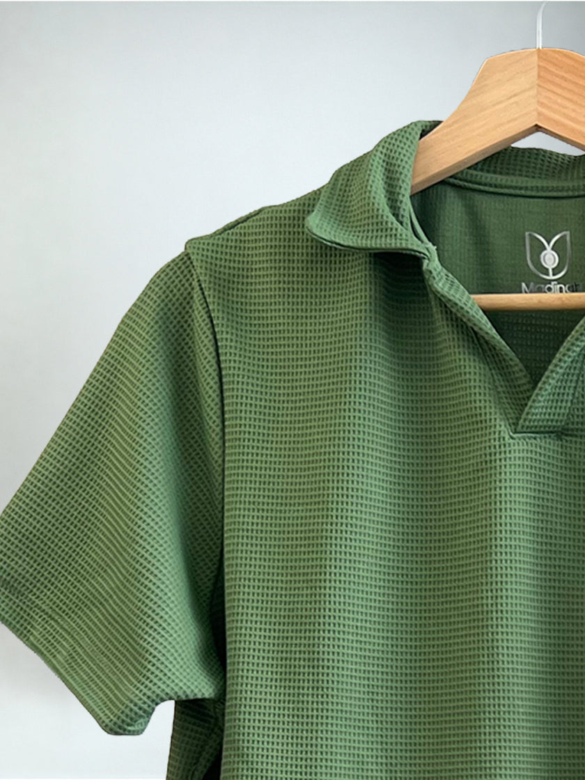 Conjunto Bottle Green Waffle - Polo y Shorts